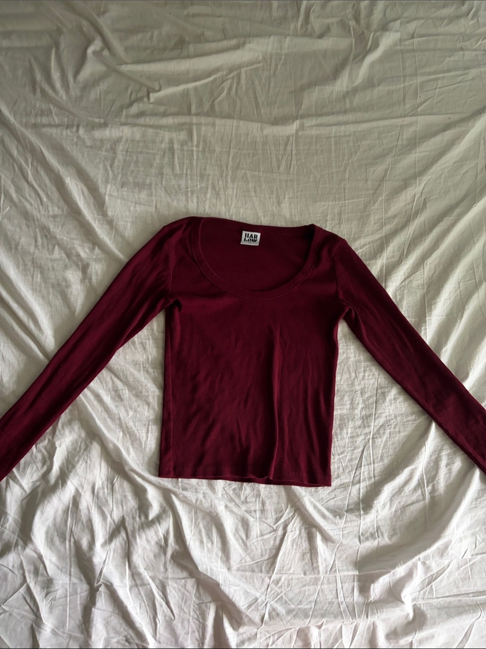Harlow Burgundy Scoop-Neck Long Sleeve Tee